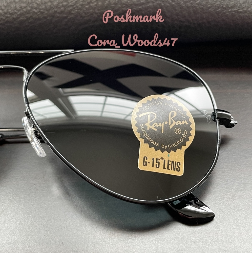 RayBan Aviator Black Lenses RB3025 Black Frame 58 / 62 Unisex New - Picture 5 of 16